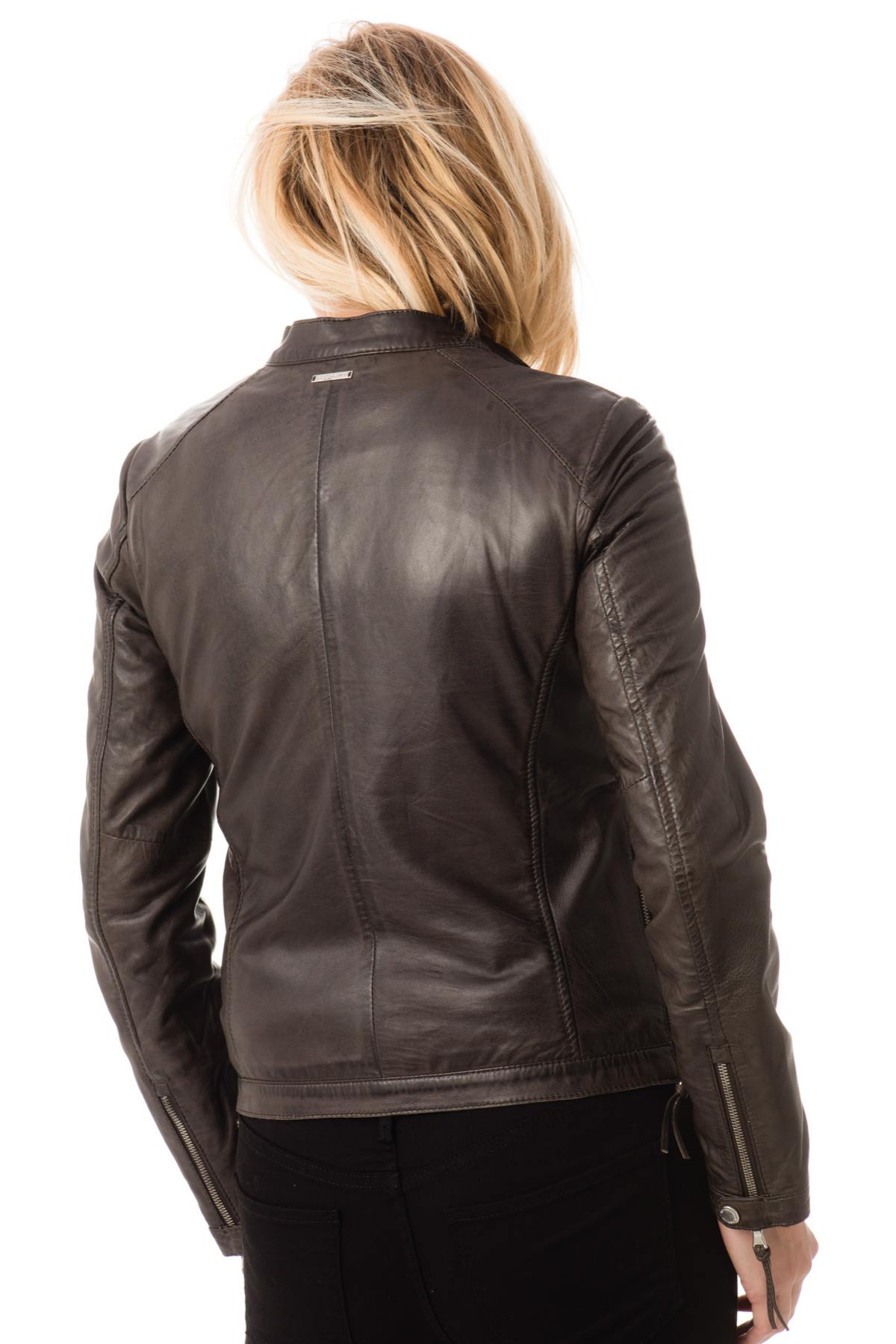 Redskins Brown Leather Jacket for Women - Image n°5