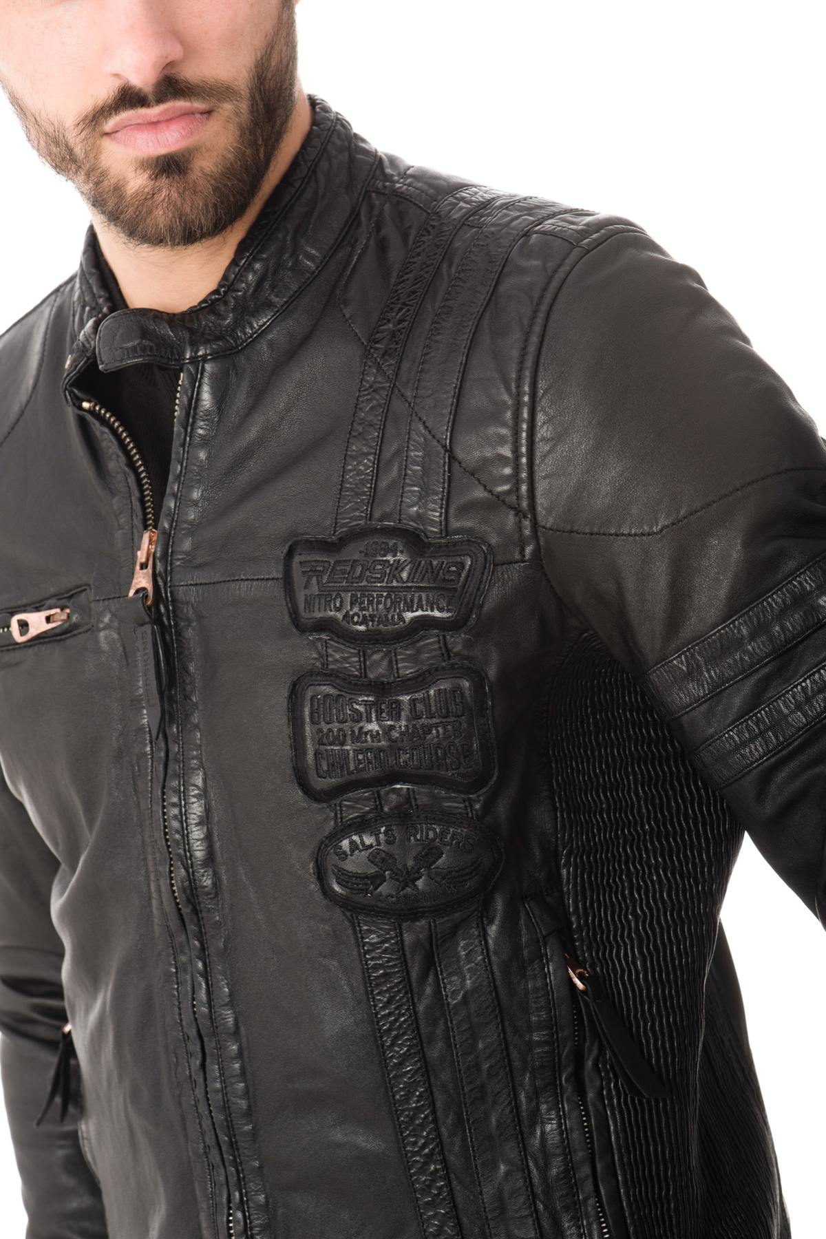 Full black redskins tyler biker jacket - Image n°6