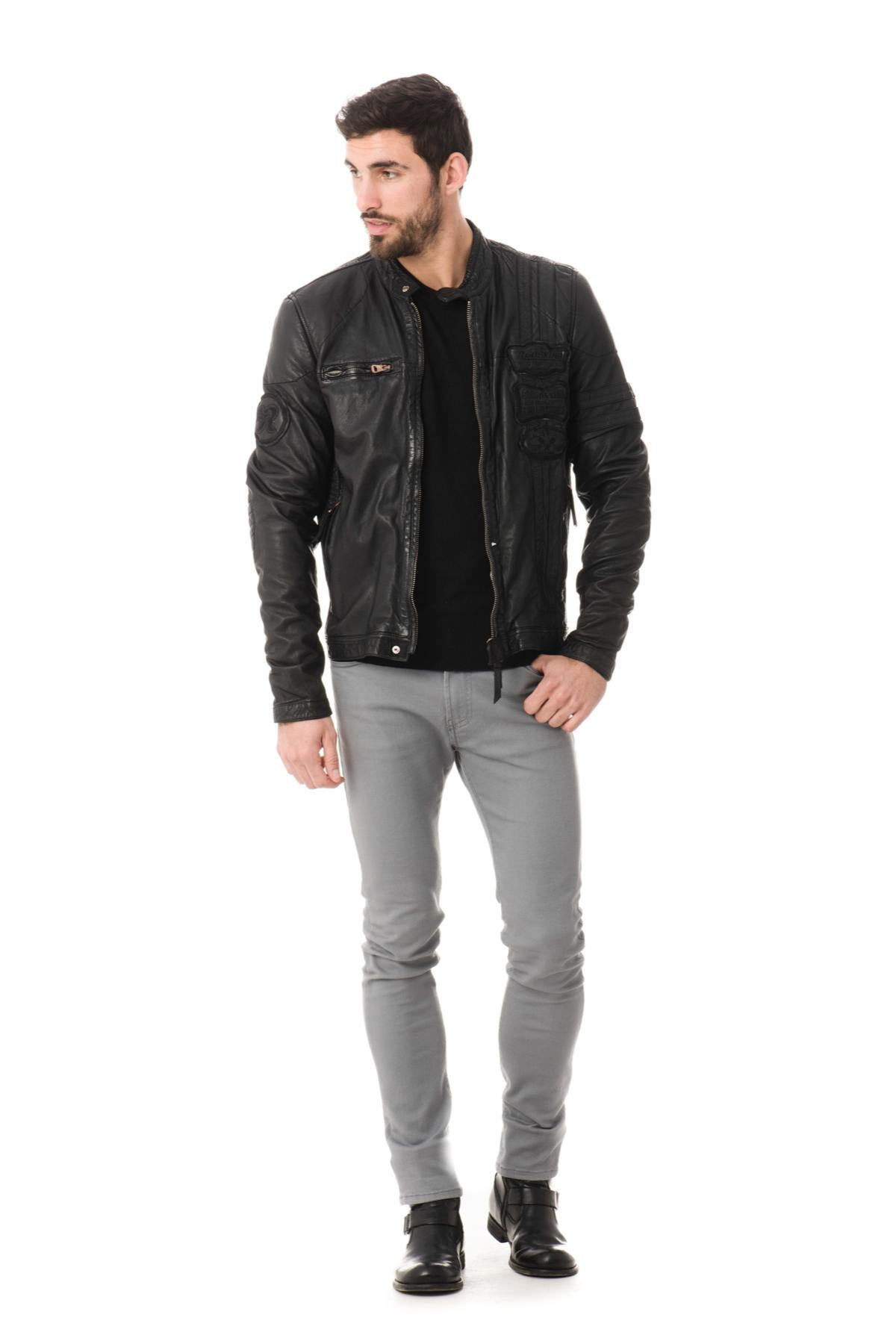 Full black redskins tyler biker jacket - Image n°2