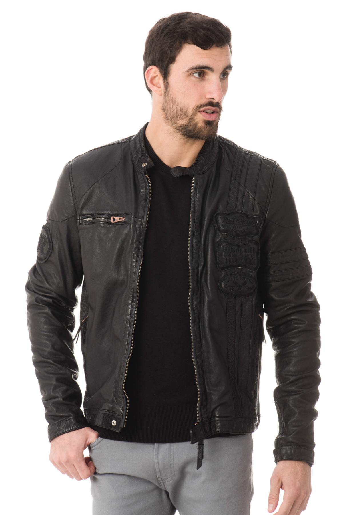 Full black redskins tyler biker jacket - Image n°1