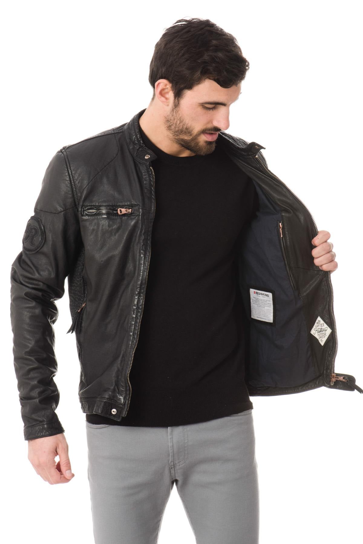 Full black redskins tyler biker jacket - Image n°4