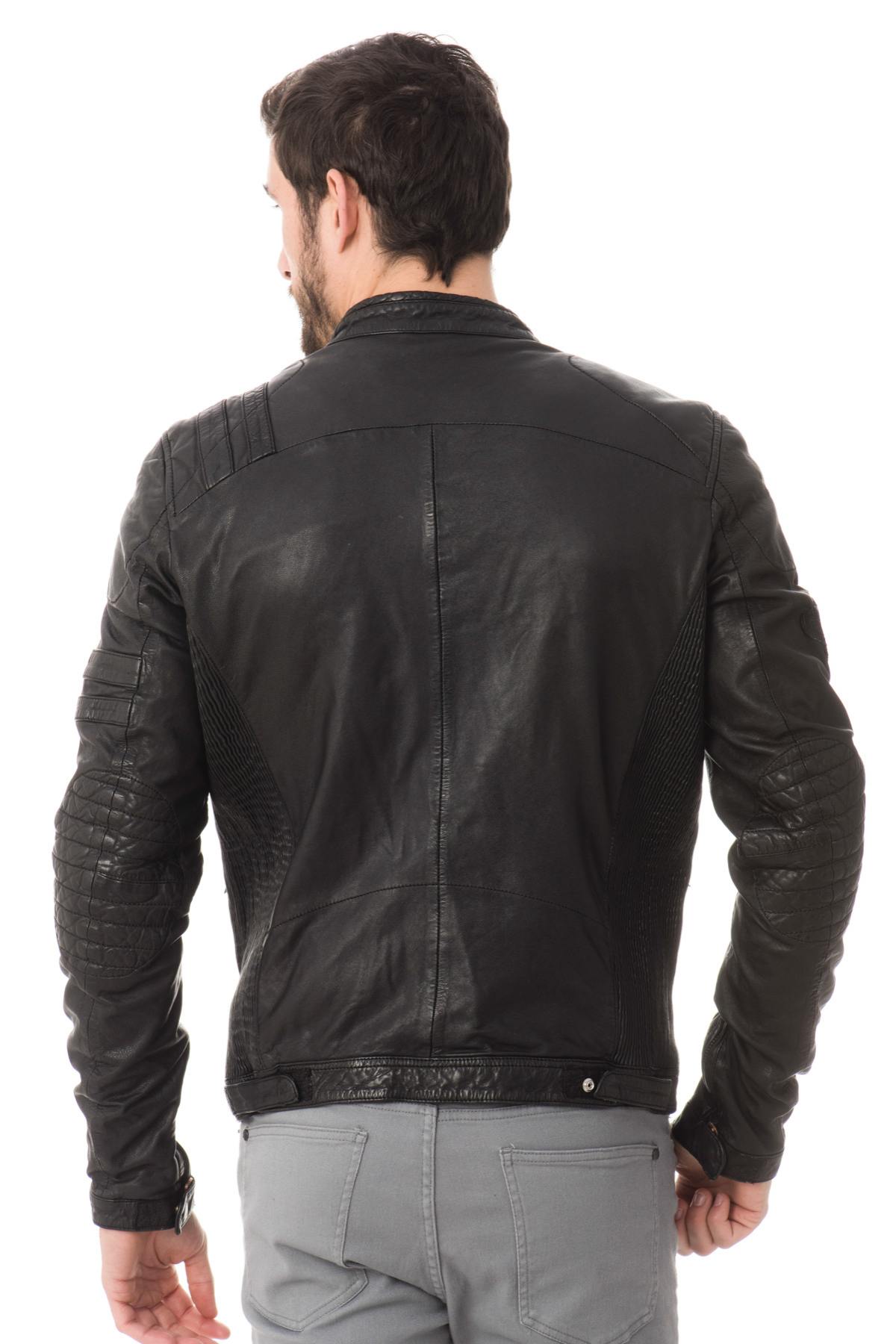 Full black redskins tyler biker jacket - Image n°5