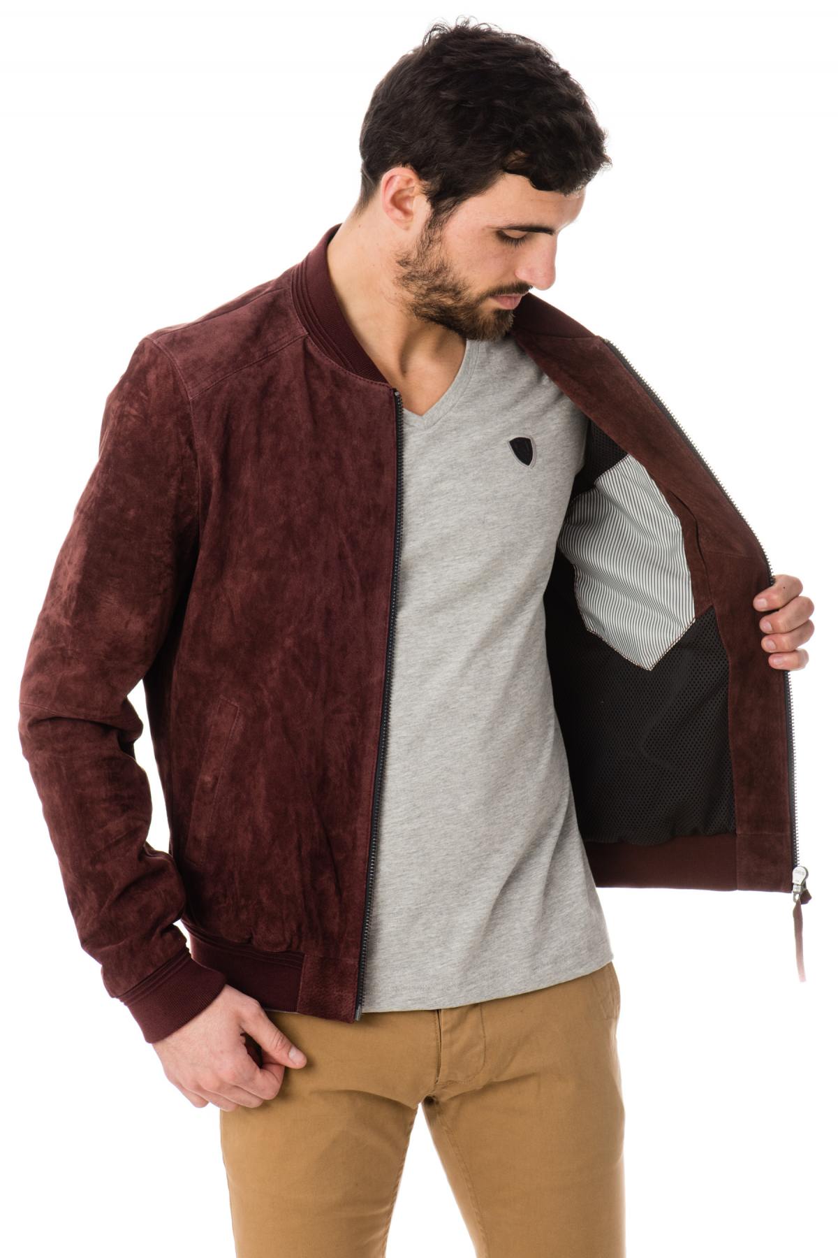 Redskins Plum Leather Bombers for Men - Image n°4