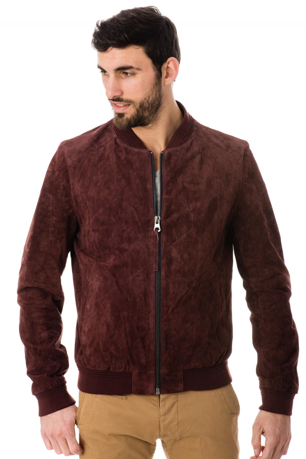 Redskins Plum Leather Bombers for Men - Image n°3