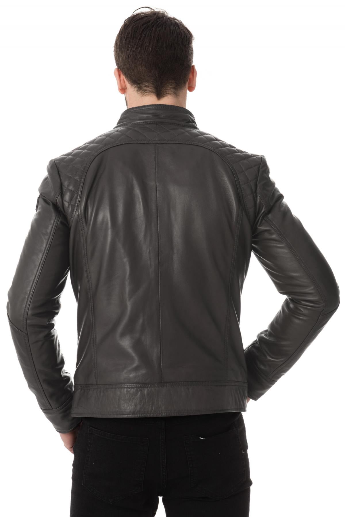 Redskins leather jacket for men in dark gray - Image n°4