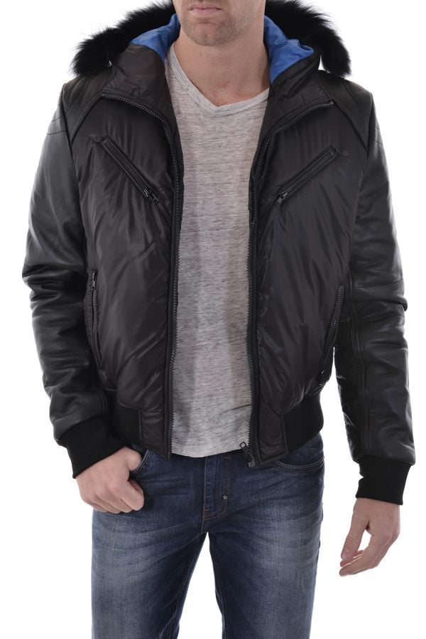 Black Redskins Jacket for Men Leather/Textile - Image n°1