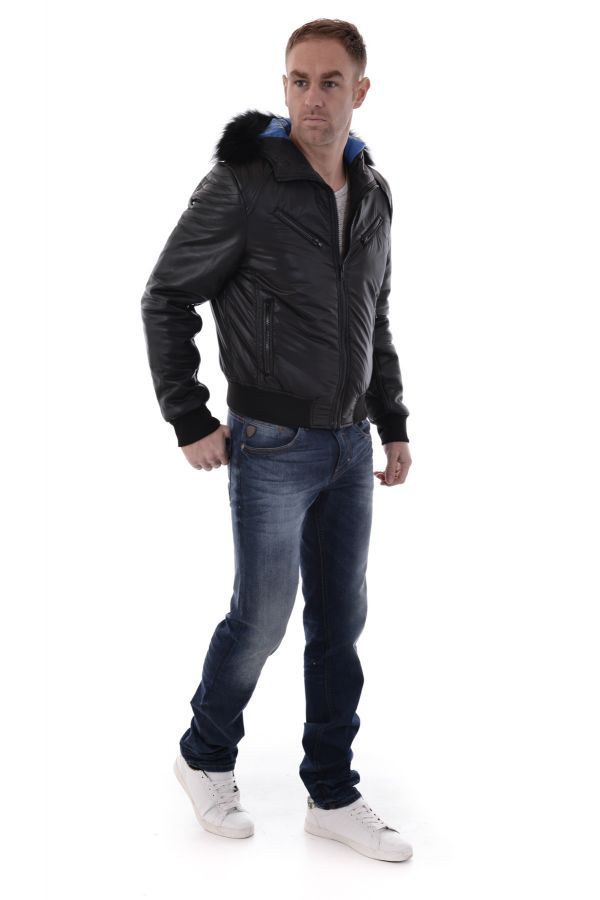 Black Redskins Jacket for Men Leather/Textile - Image n°2