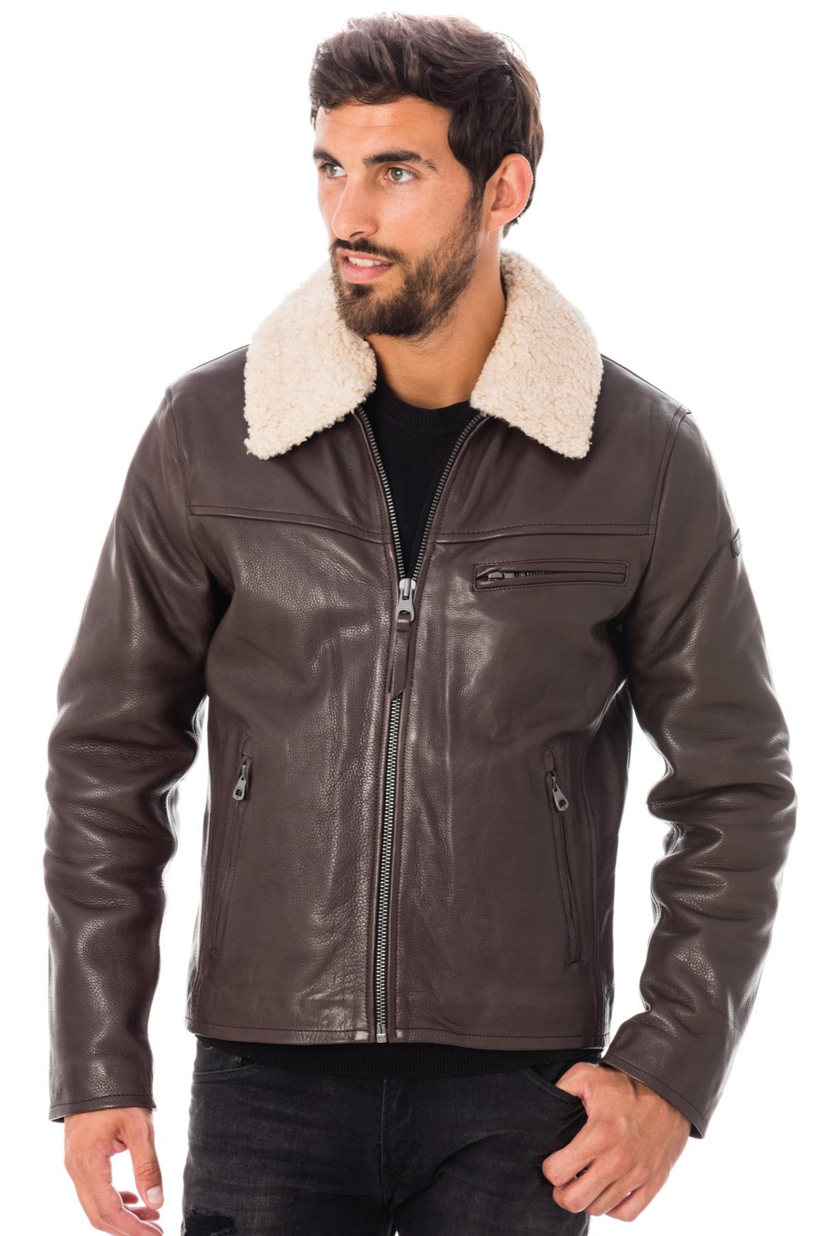  Cowhide leather shirt collar jacket - Image n°1