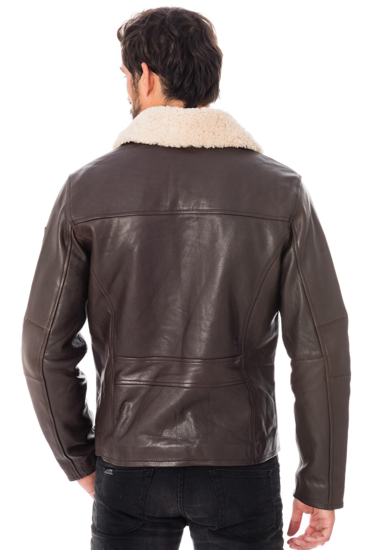  Cowhide leather shirt collar jacket - Image n°5