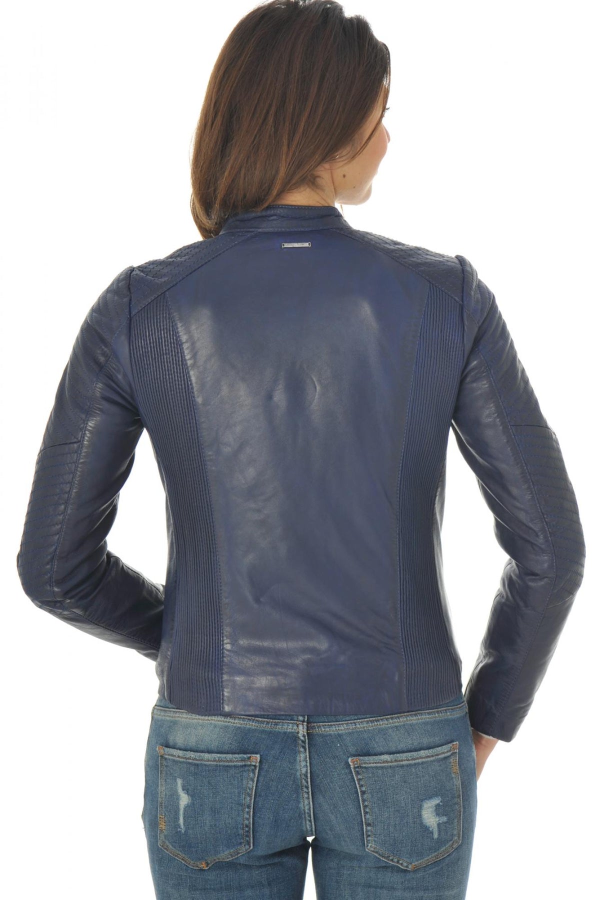 Redskins Purple Lambskin Leather Jacket - Image n°6