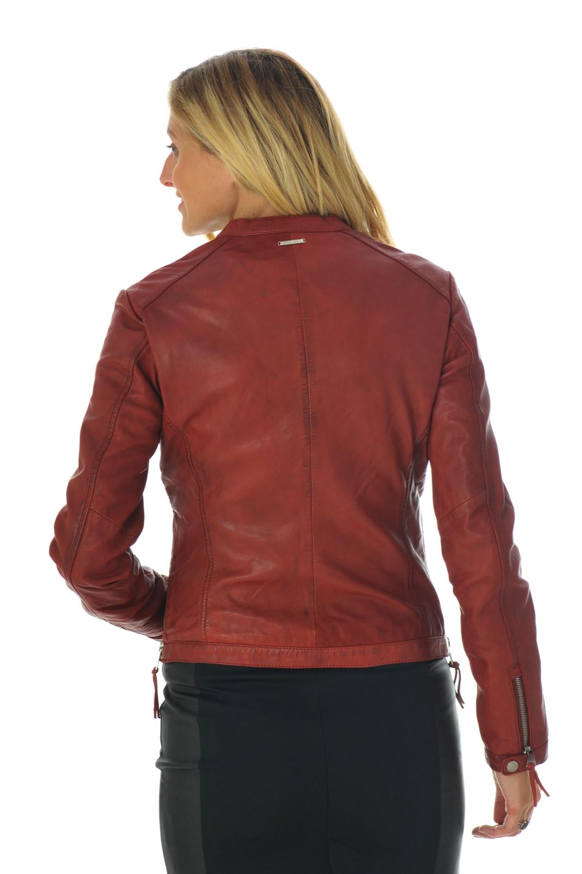 Red sheepskin leather jacket - Image n°5