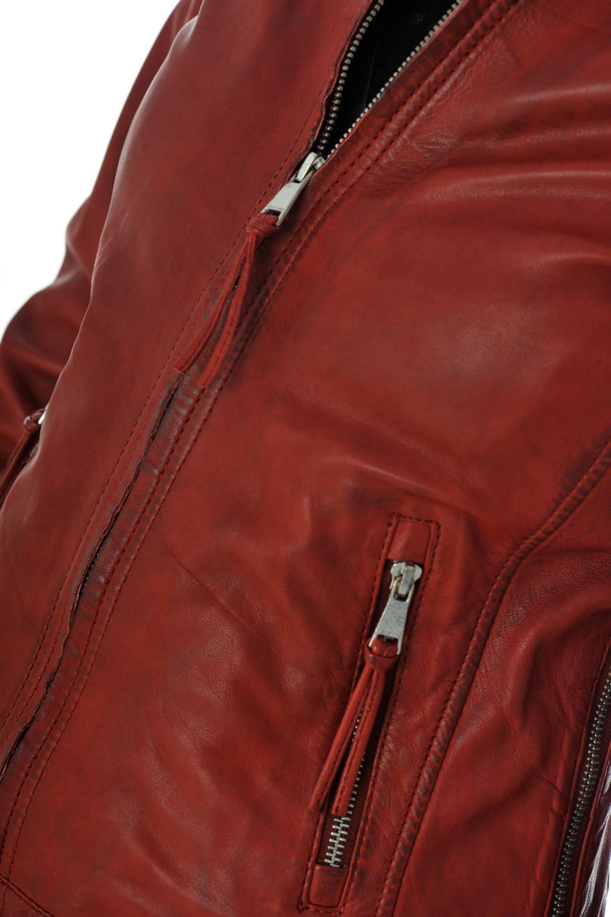 Red sheepskin leather jacket - Image n°6