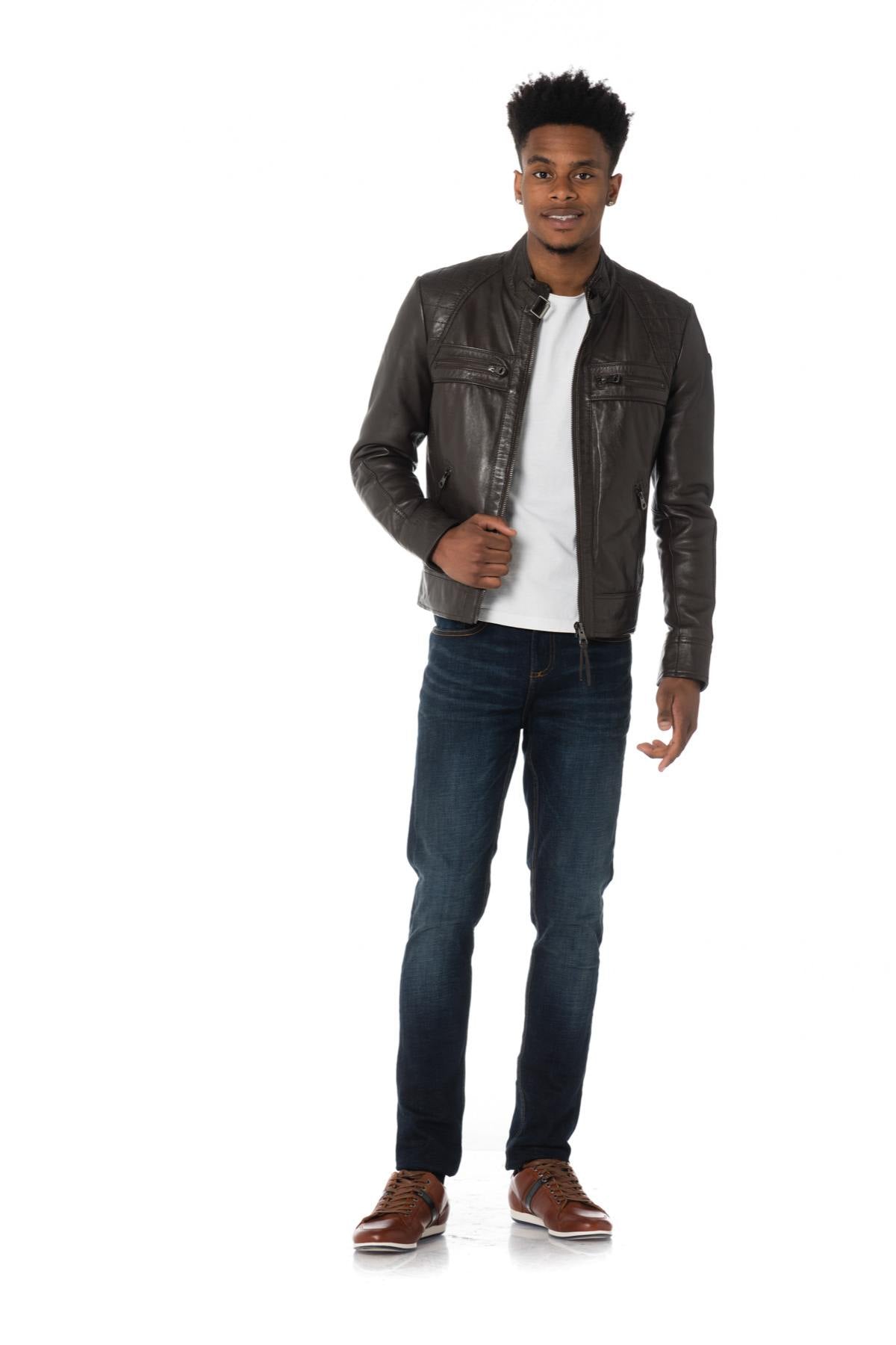 Men's leather jacket in togo redskins color - Image n°2