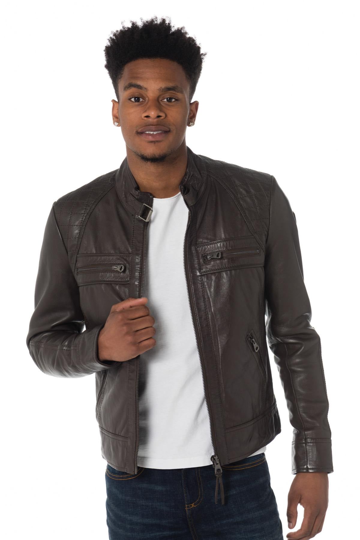 Men's leather jacket in togo redskins color - Image n°3