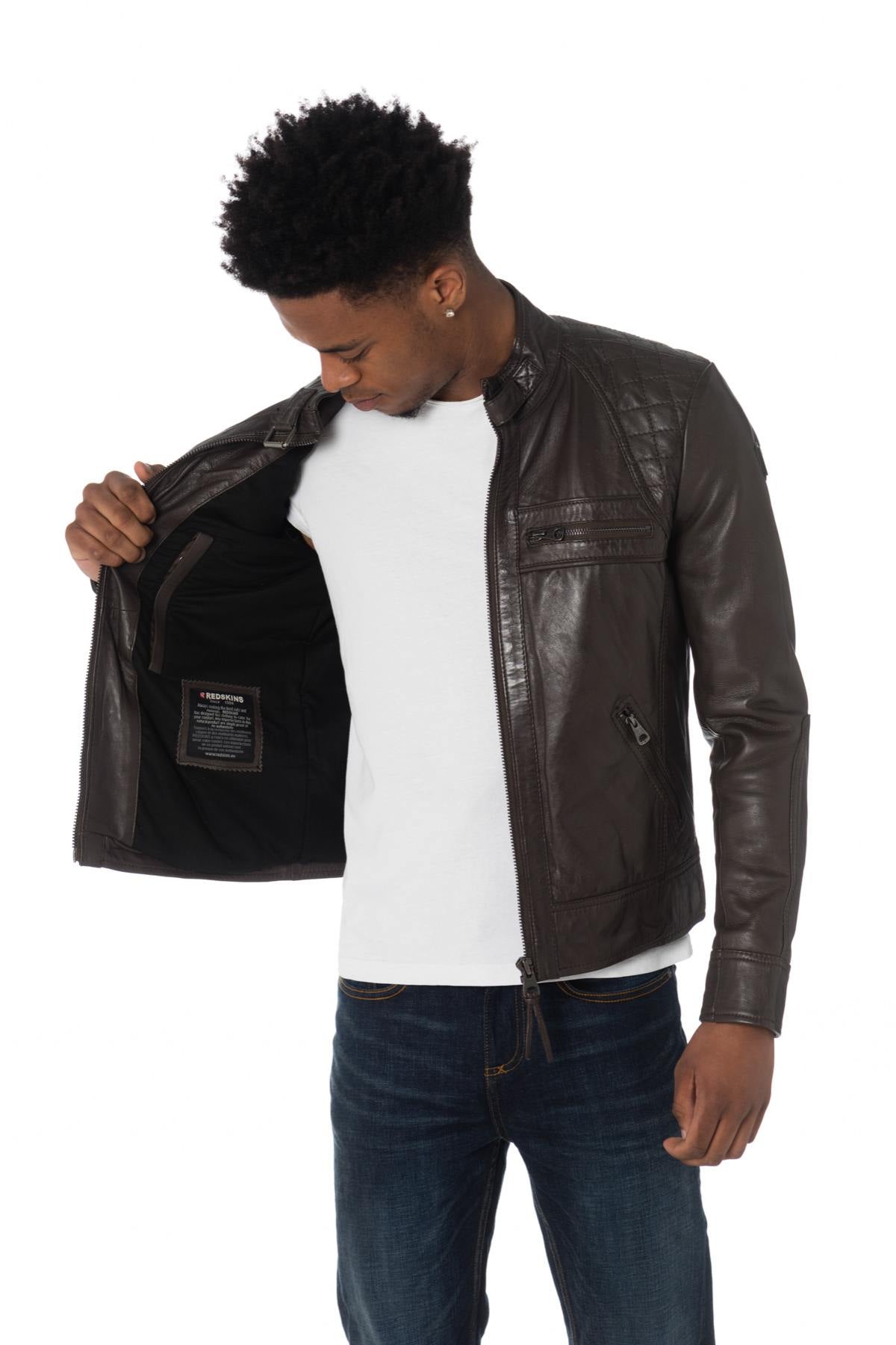 Men's leather jacket in togo redskins color - Image n°5