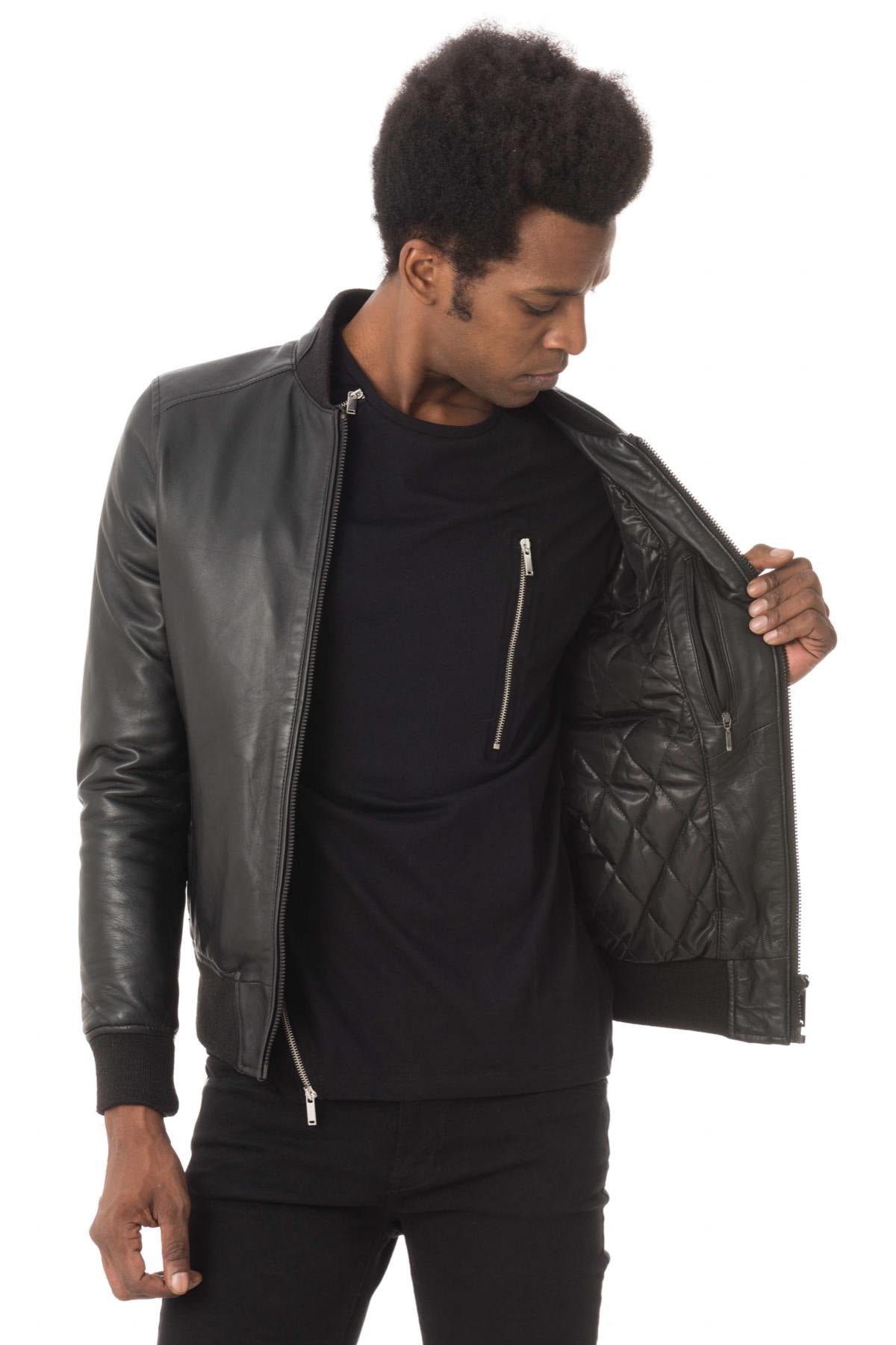 Men's black redskins leather jacket - Image n°4