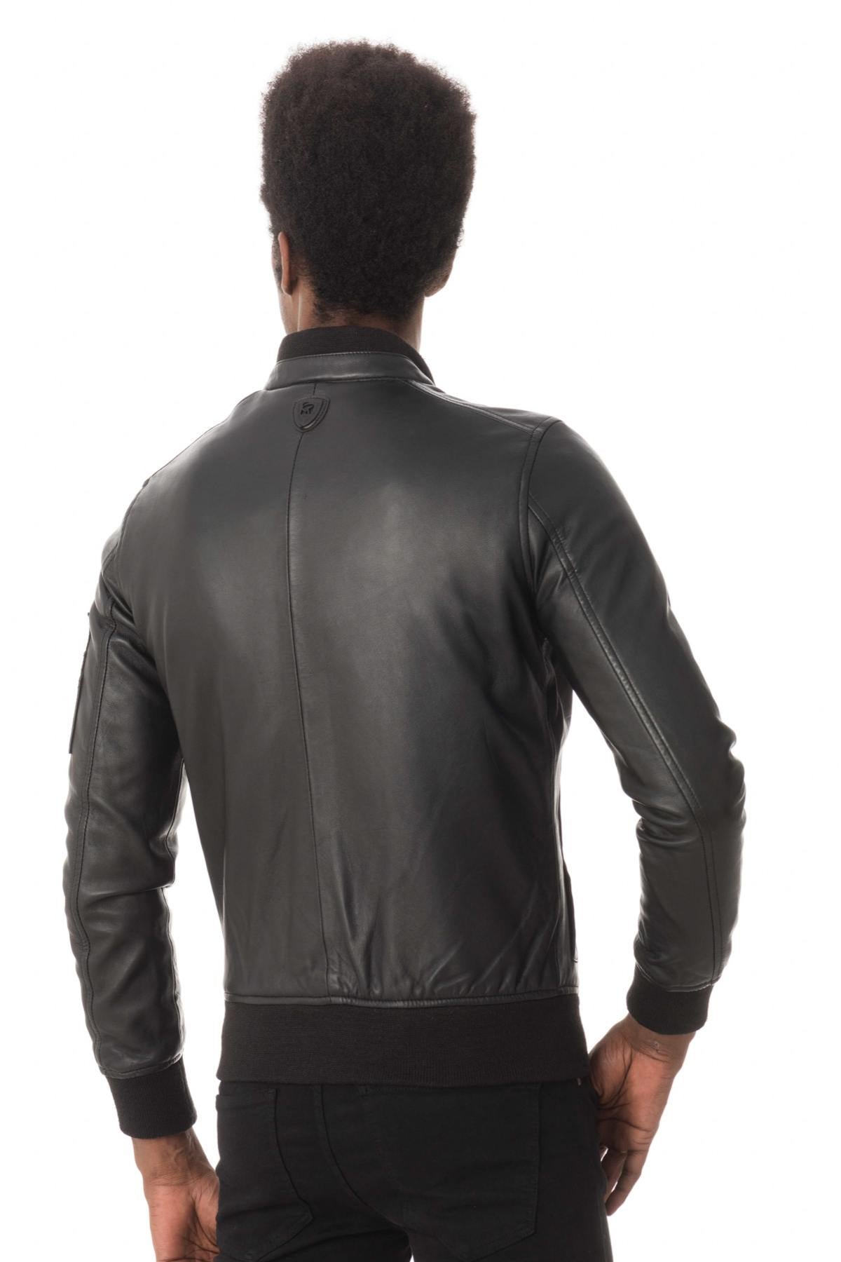 Men's black redskins leather jacket - Image n°5