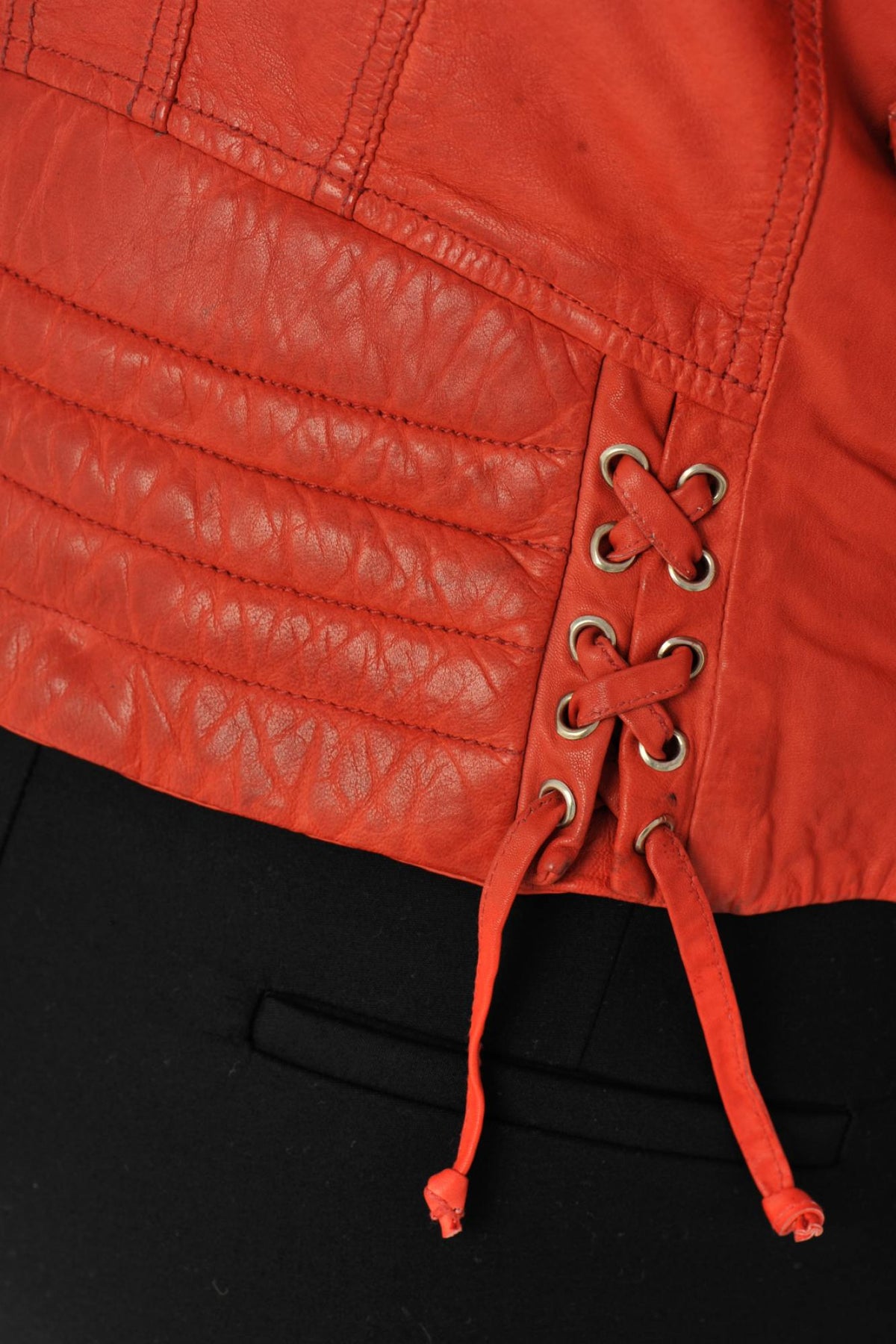 Red biker-style jacket - Image n°6