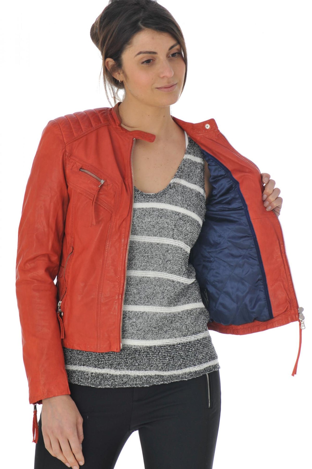 Red biker-style jacket - Image n°4