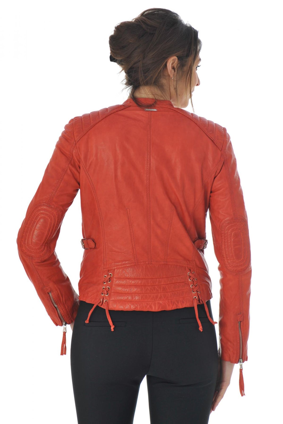 Red biker-style jacket - Image n°5