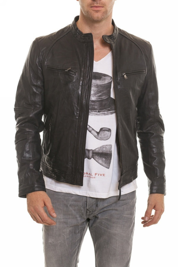 Men's black REDSKINS leather jacket - Image n°2