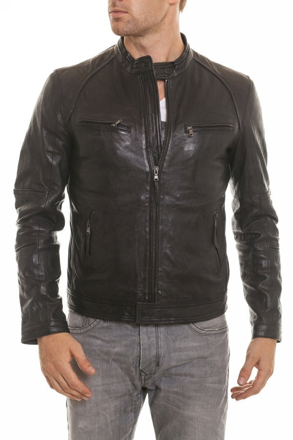 Men's black REDSKINS leather jacket - Image n°1