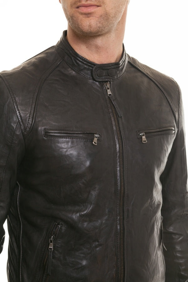 Men's black REDSKINS leather jacket - Image n°3