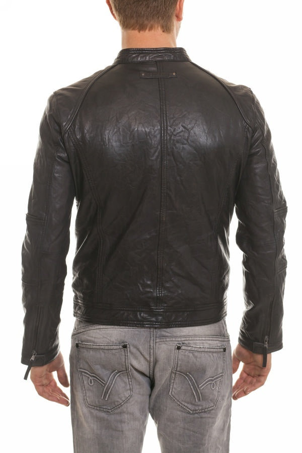 Men's black REDSKINS leather jacket - Image n°5