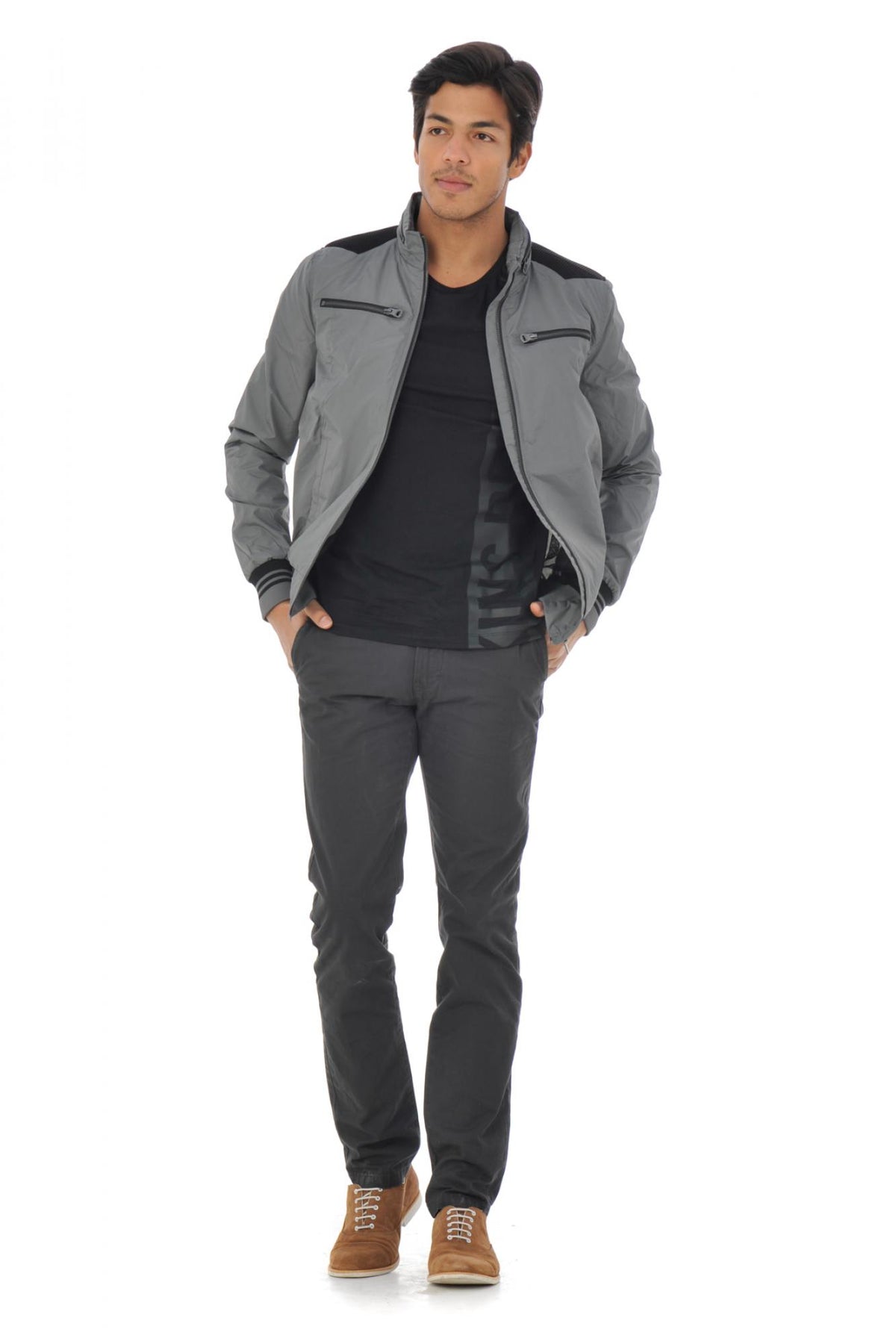 Men's gray and black redskins jacket - Image n°2