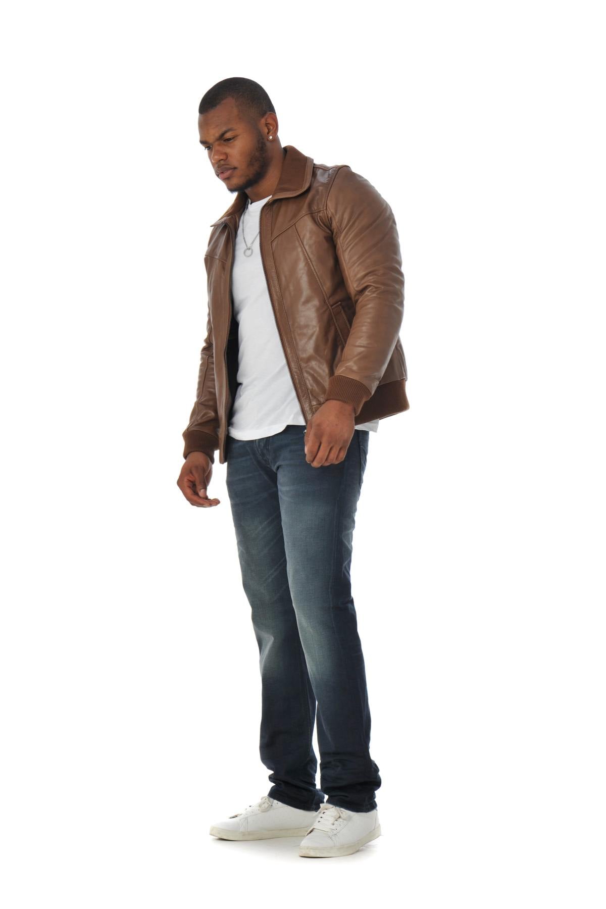 Cognac aviator style jacket - Image n°2