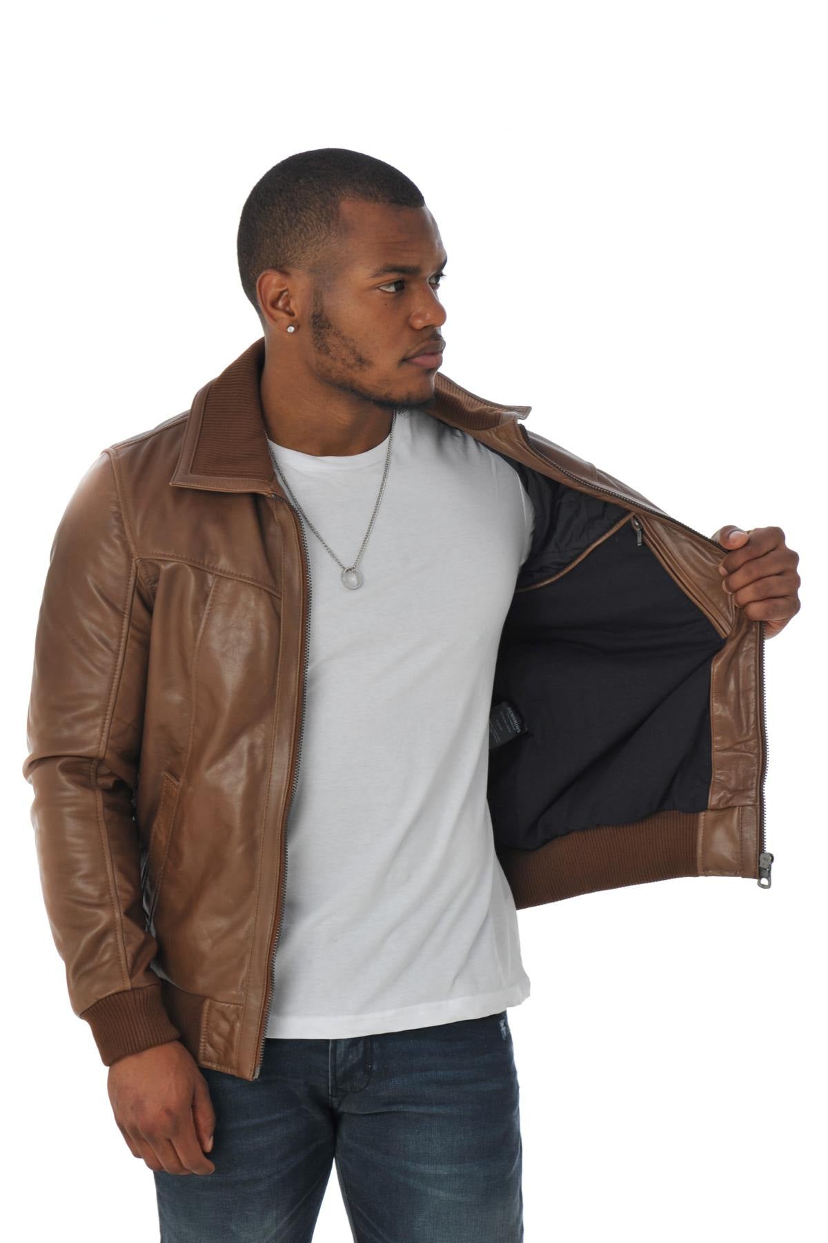 Cognac aviator style jacket - Image n°4