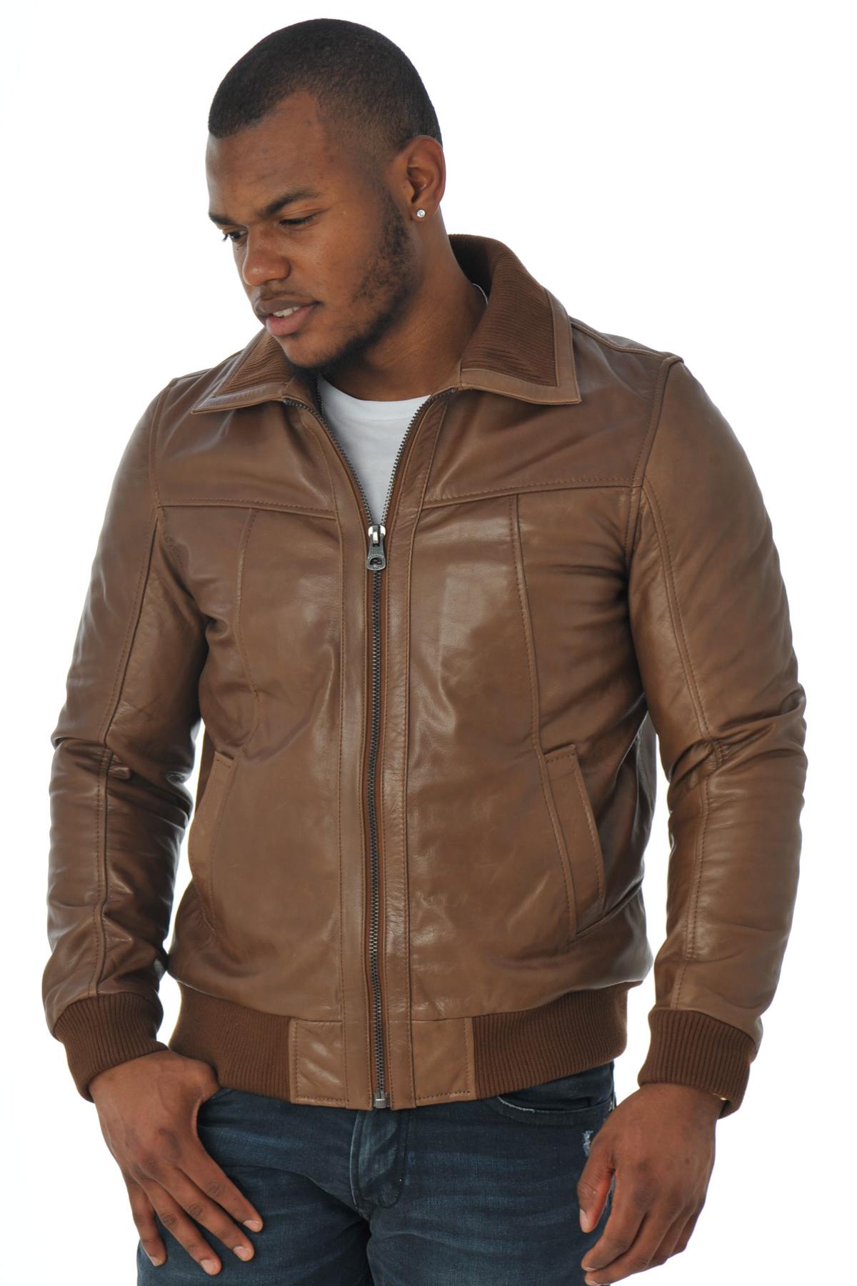 Cognac aviator style jacket - Image n°1