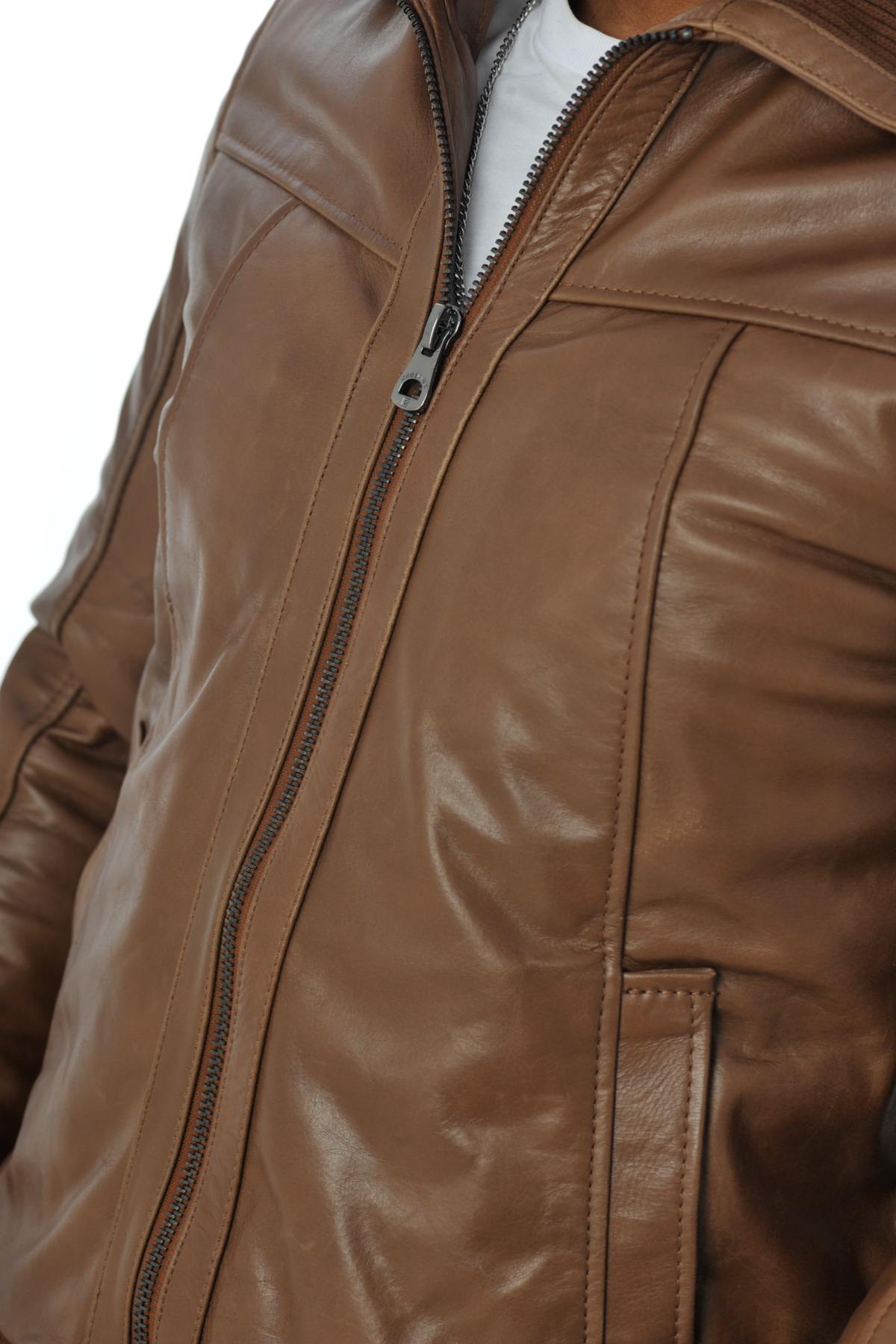 Cognac aviator style jacket - Image n°6