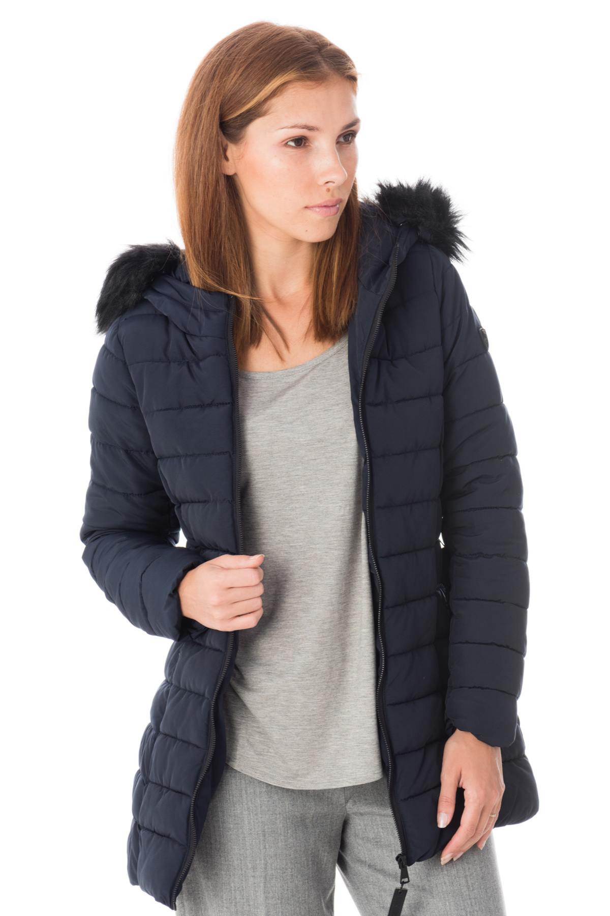 Women's navy blue polyester down jacket - Image n°3