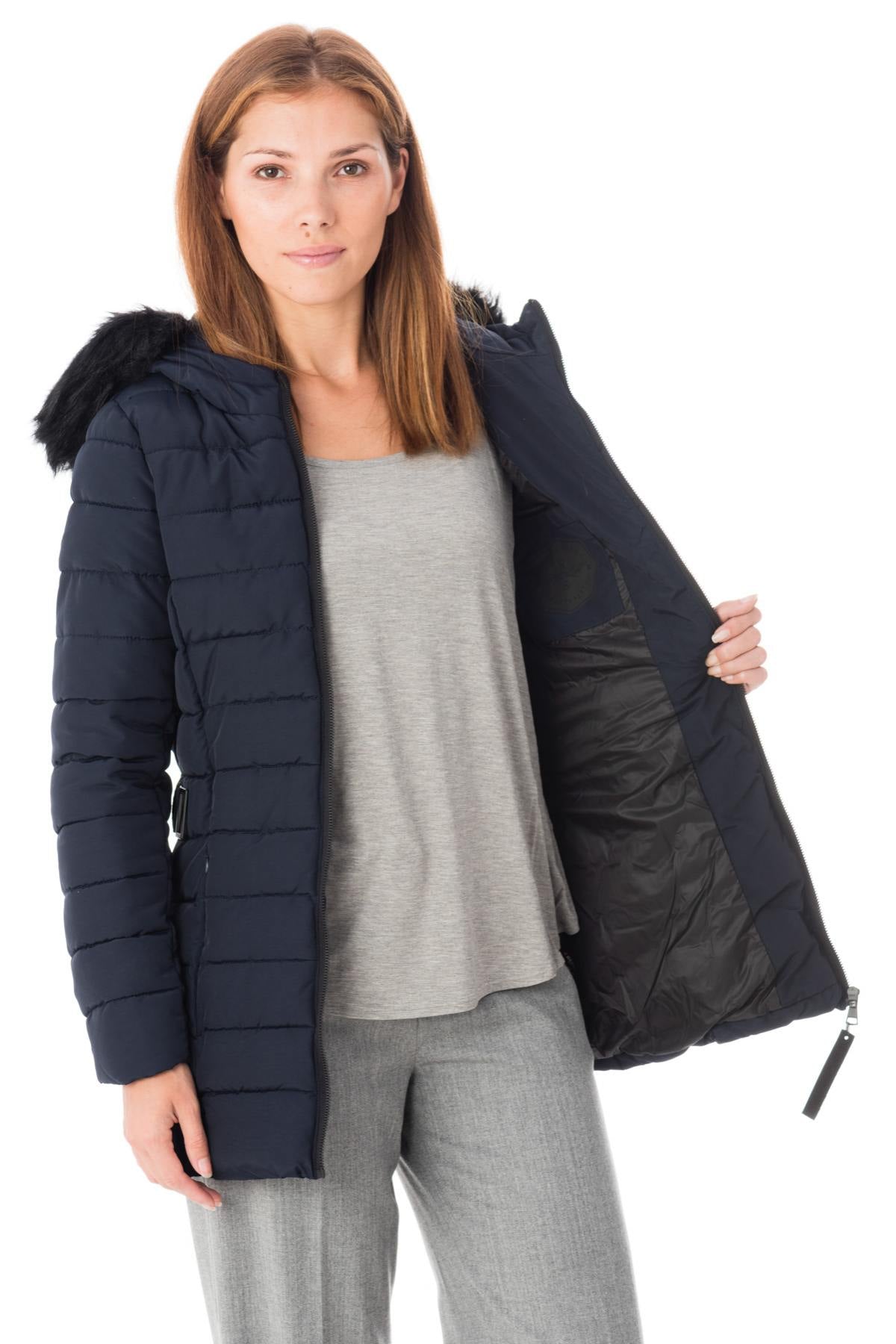 Women's navy blue polyester down jacket - Image n°4