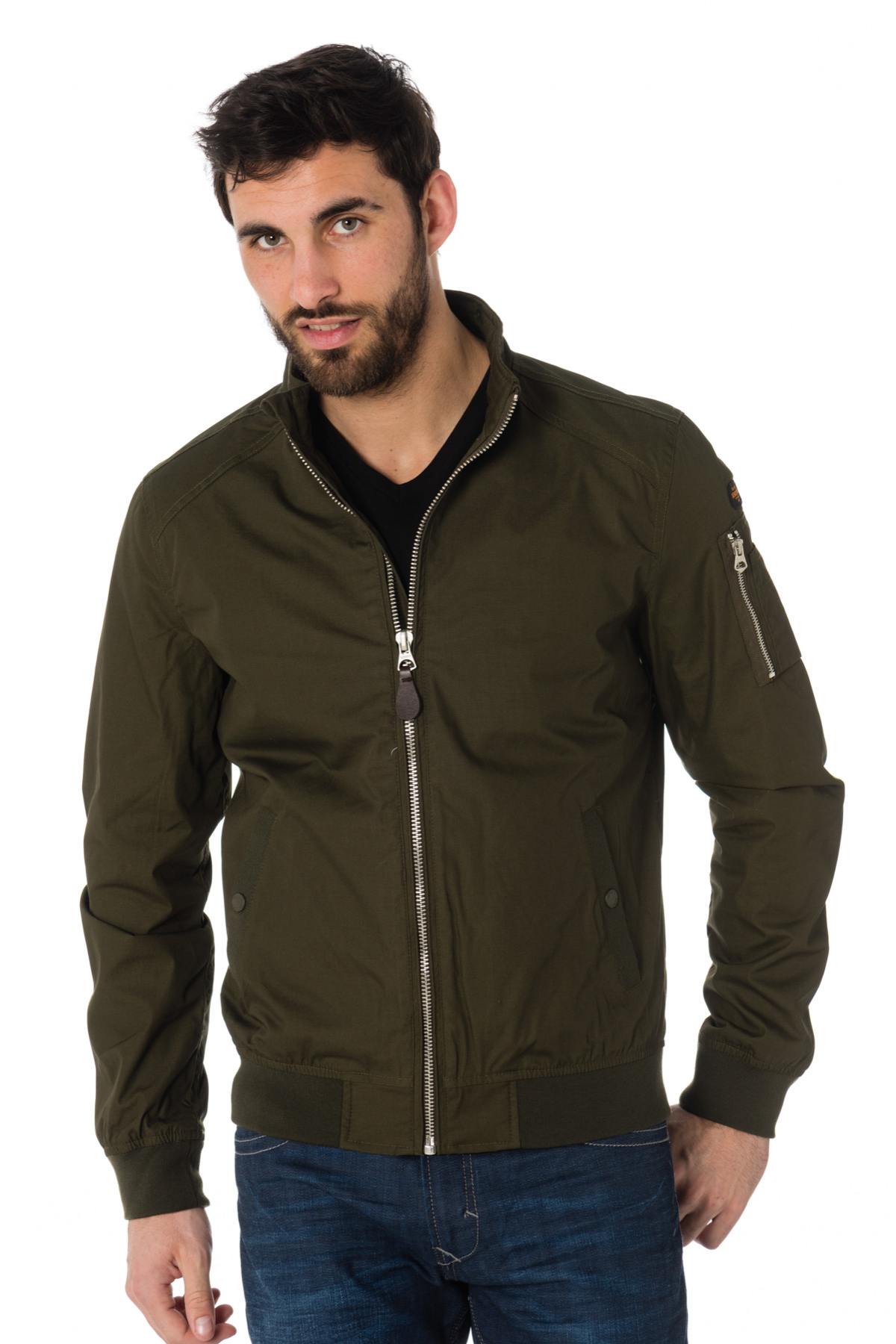 Schott men's lightweight dark khaki jacket - Image n°1