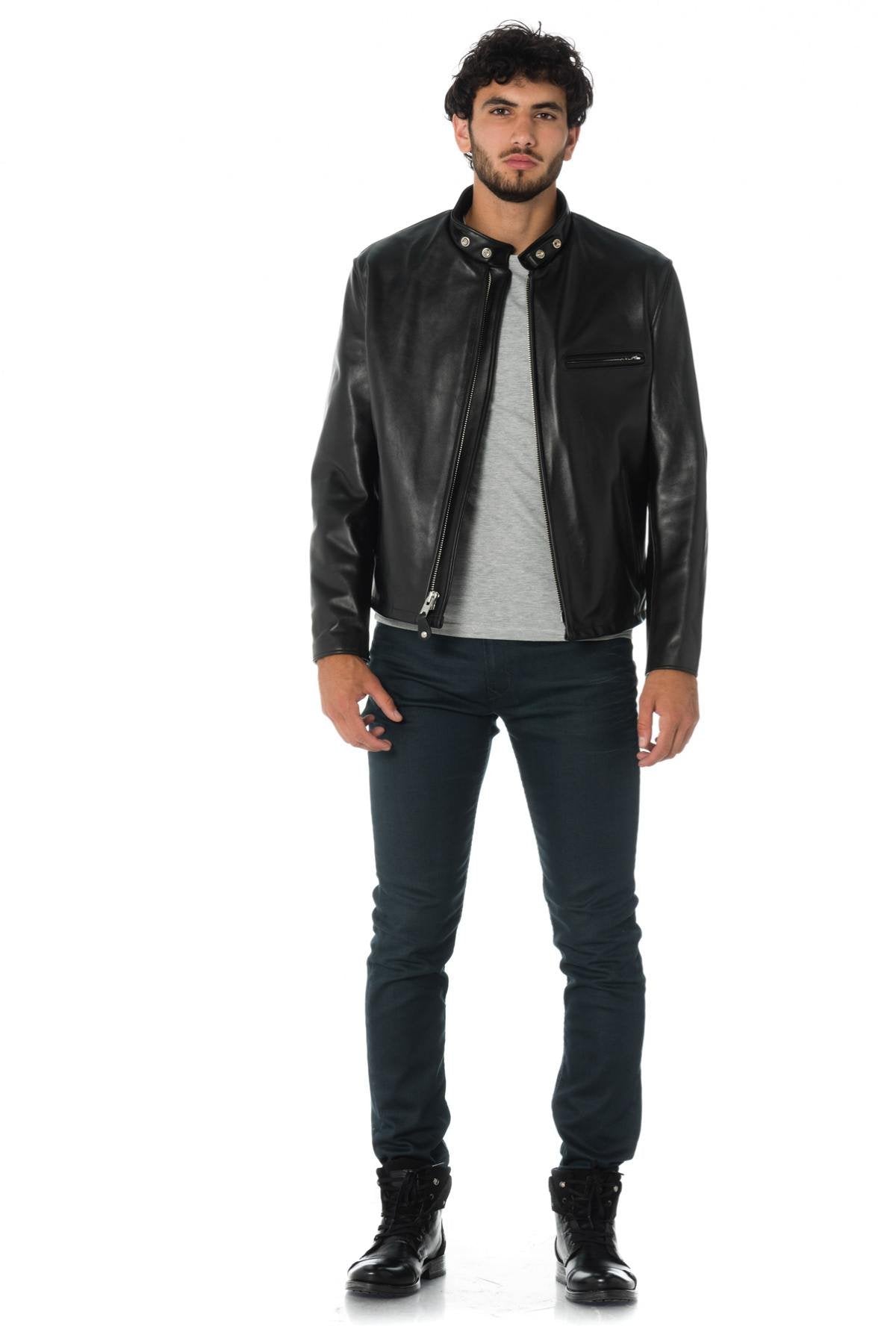 Schott biker jacket in US import cowhide leather - Image n°3