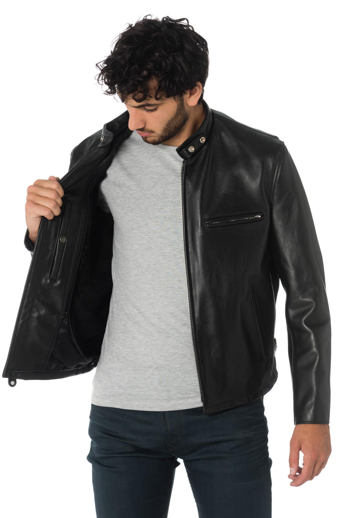 Schott biker jacket in US import cowhide leather - Image n°5