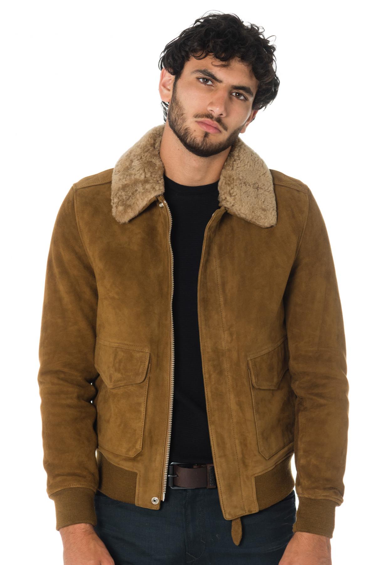 Schott aviator jacket in goat suede leather - Image n°1