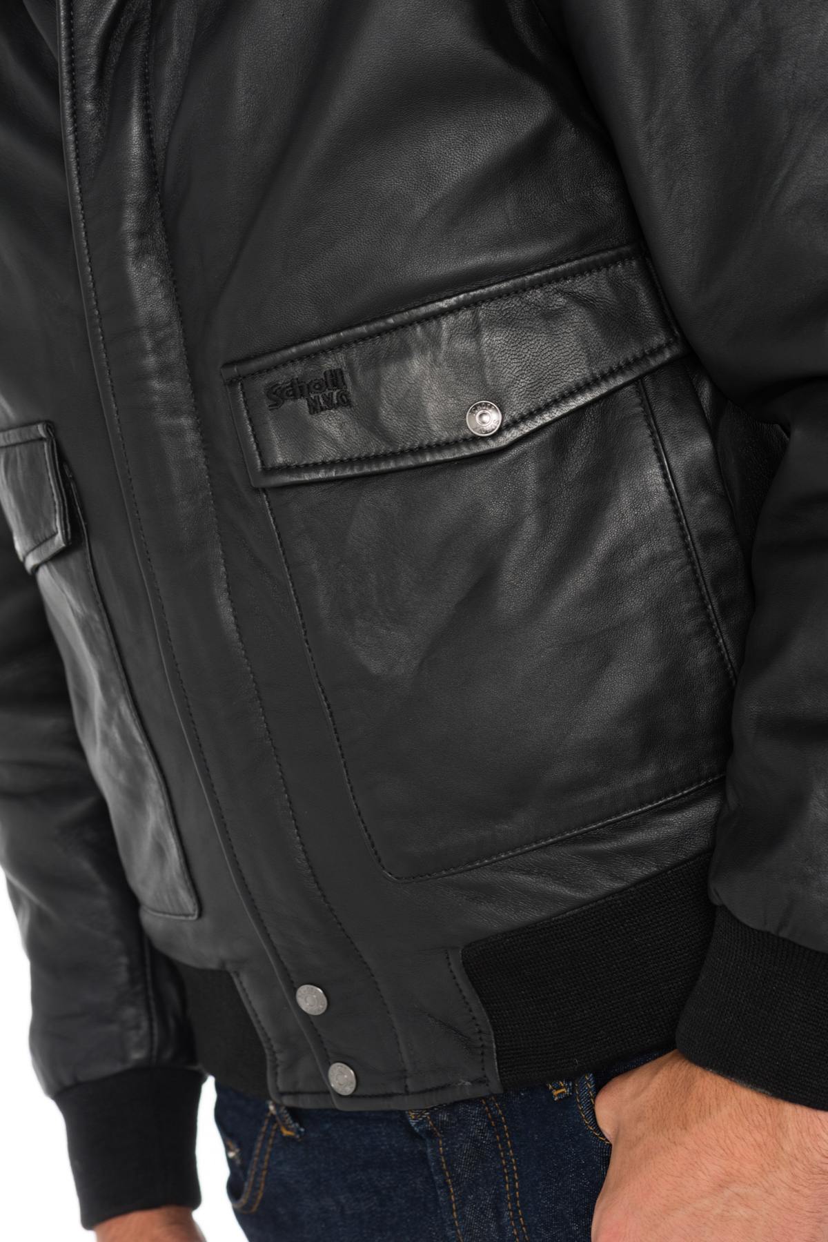 Schott Black Lambskin Aviator - Image n°6