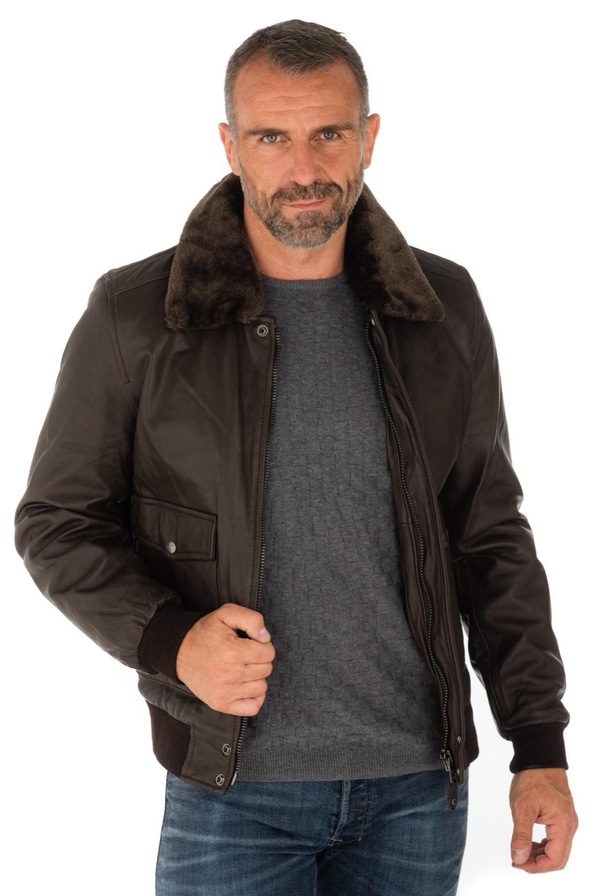 Schott brown lambskin bomber jacket - Image n°6