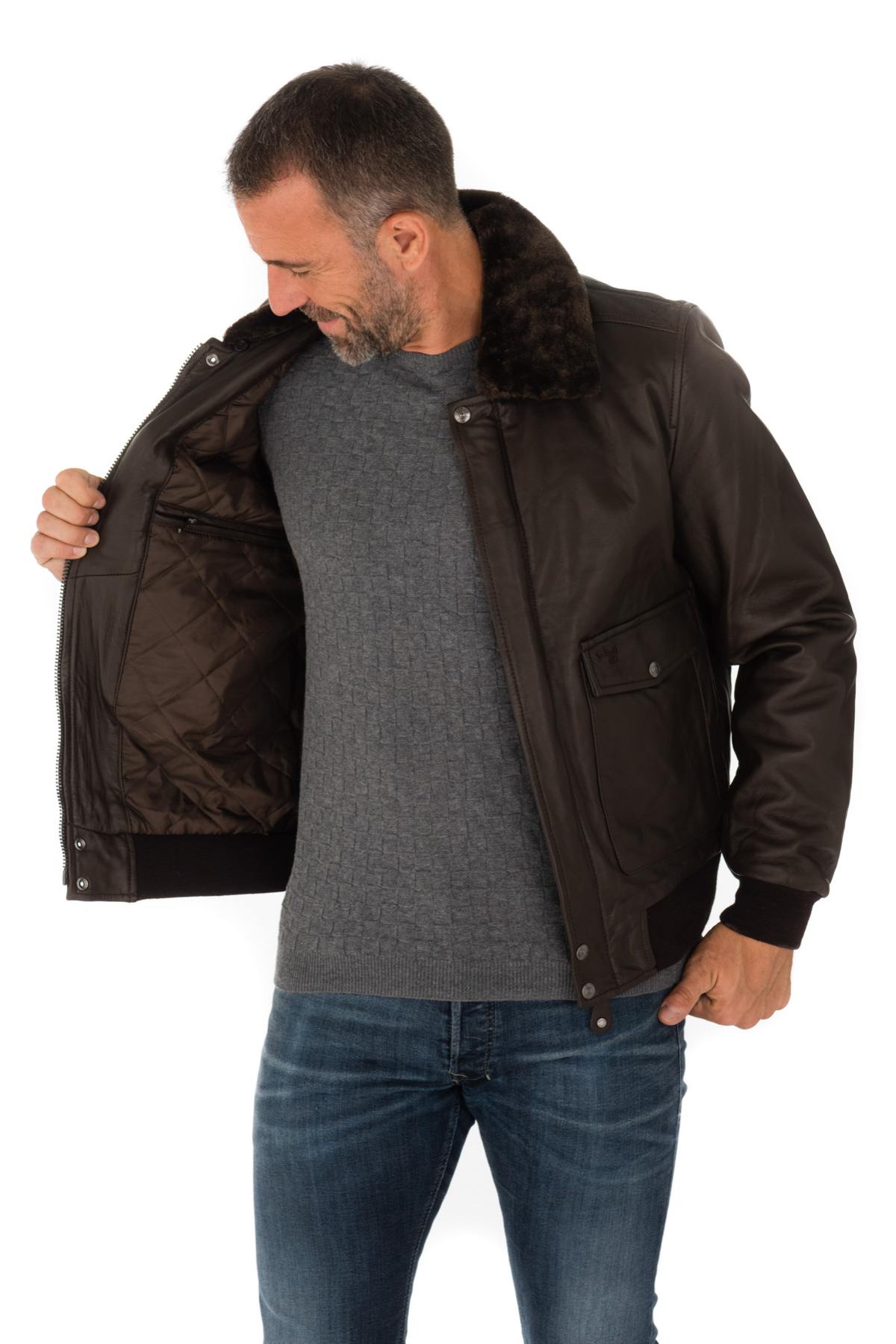 Schott brown lambskin bomber jacket - Image n°12