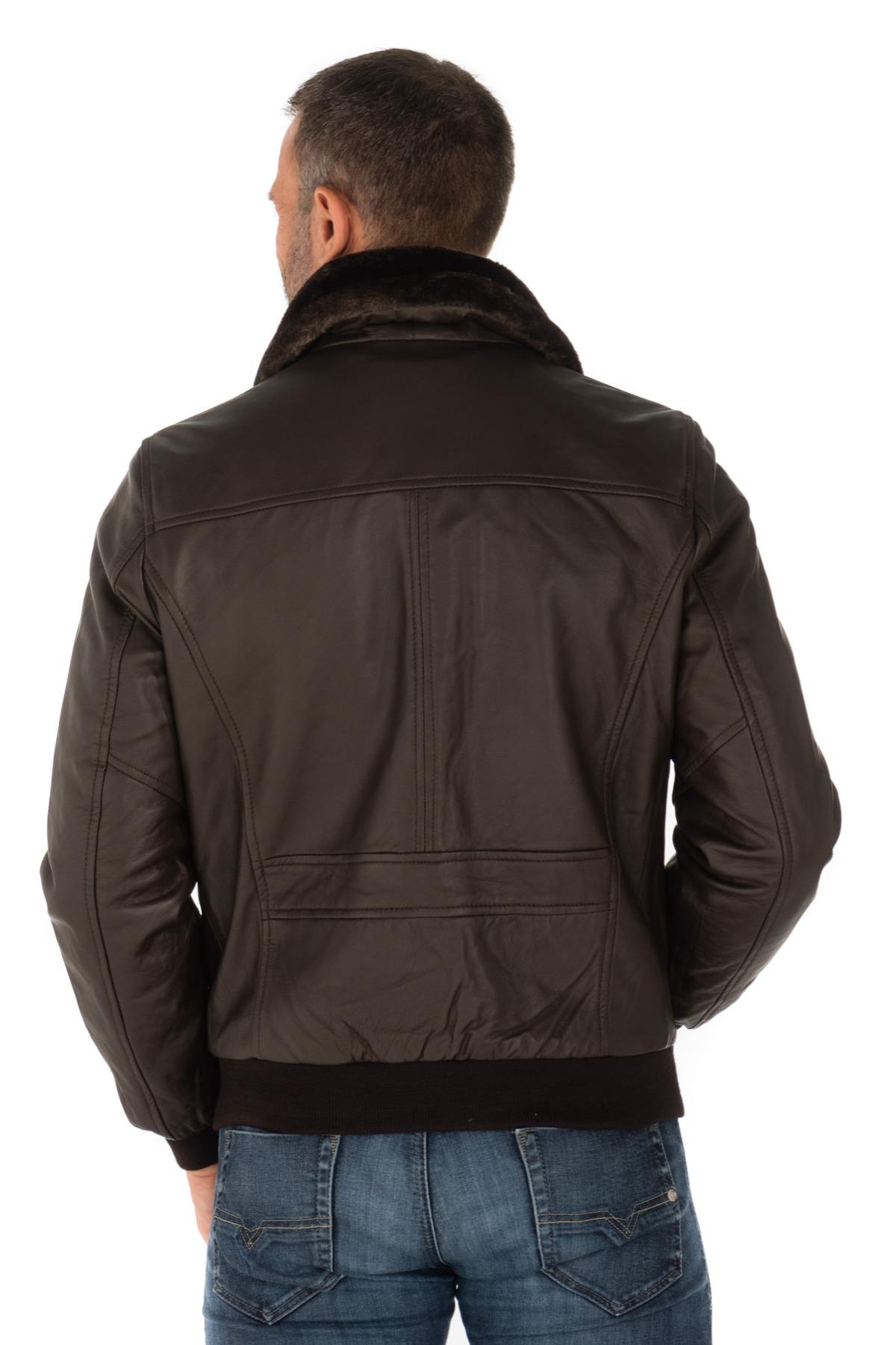 Schott brown lambskin bomber jacket - Image n°11