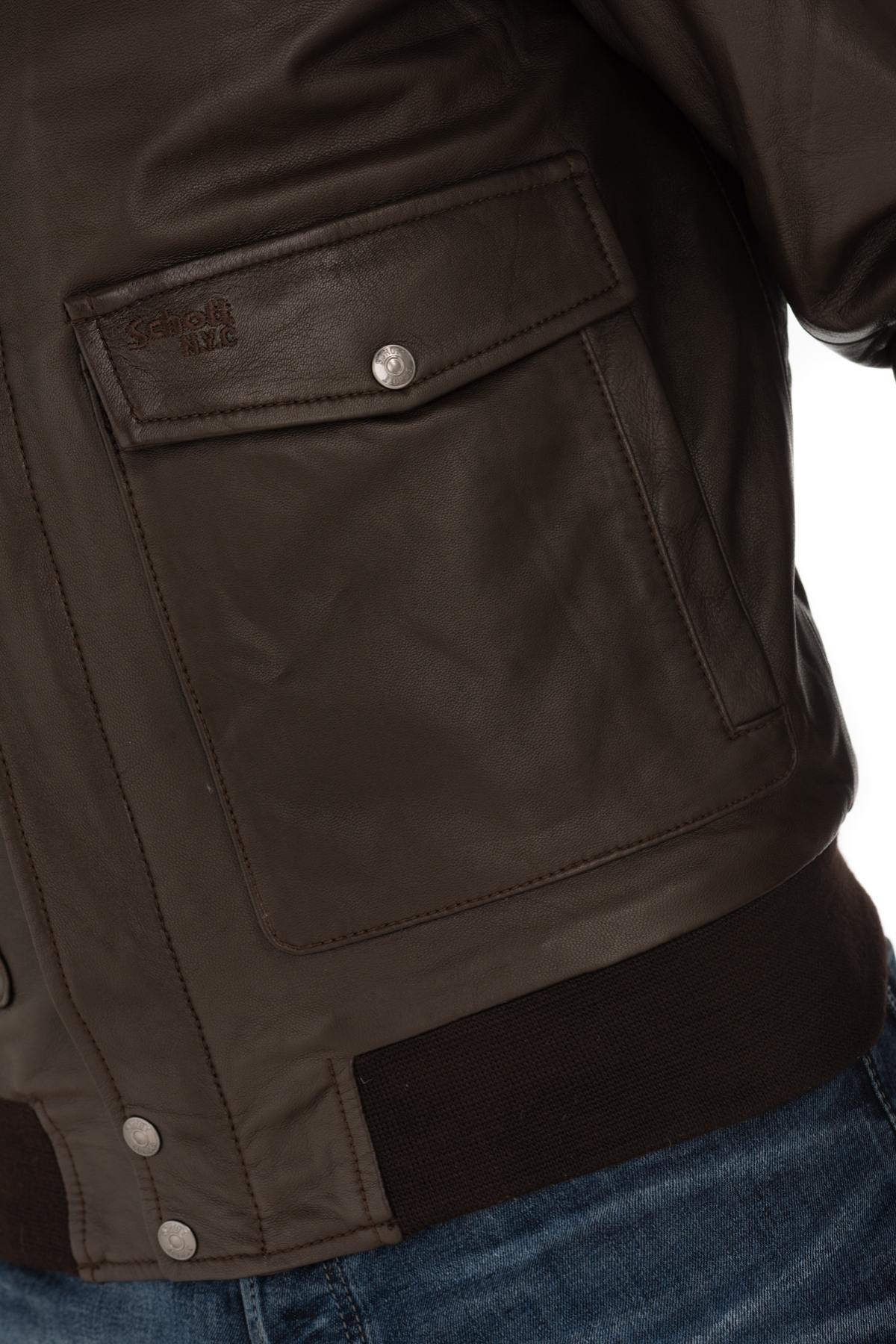 Schott brown lambskin bomber jacket - Image n°7