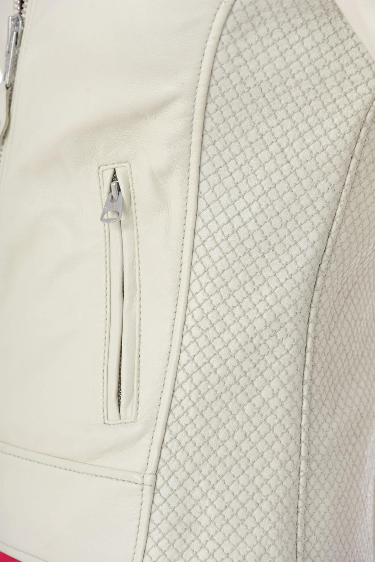  Schott women's white leather biker jacket - Image n°6