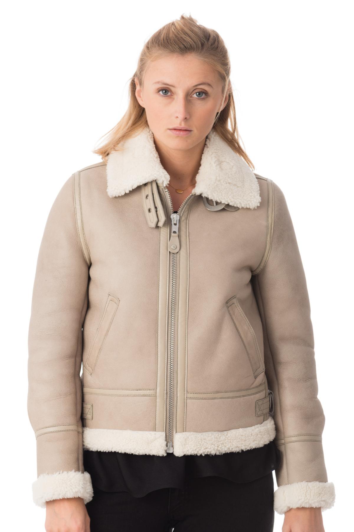 Women's beige bomber jacket - Image n°4