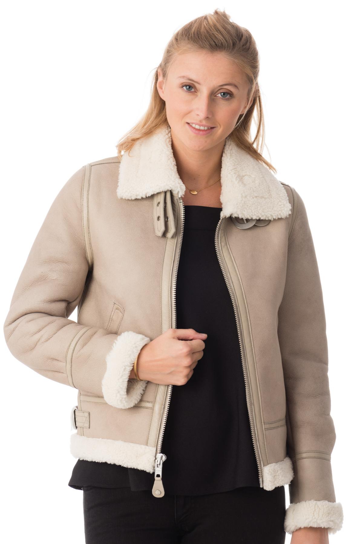 Women's beige bomber jacket - Image n°3