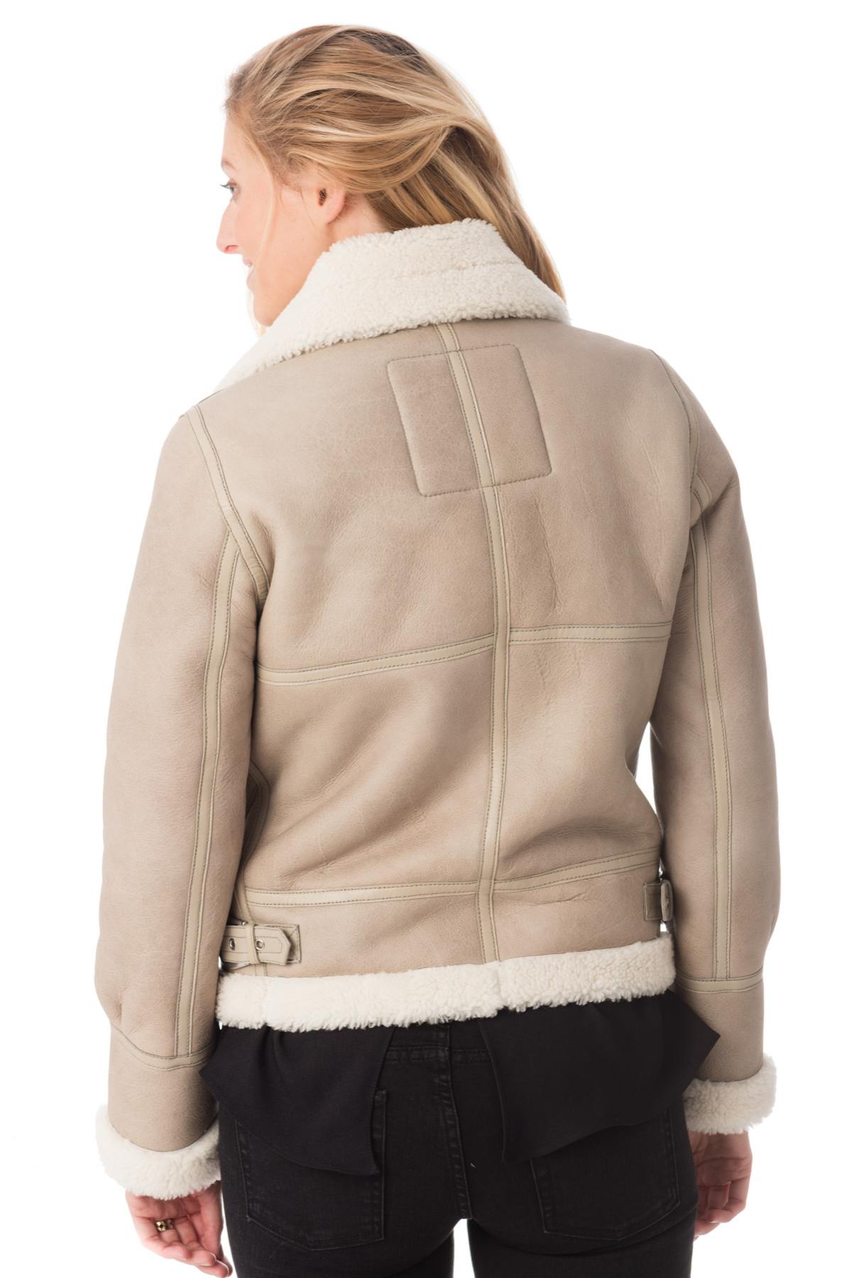 Women's beige bomber jacket - Image n°6