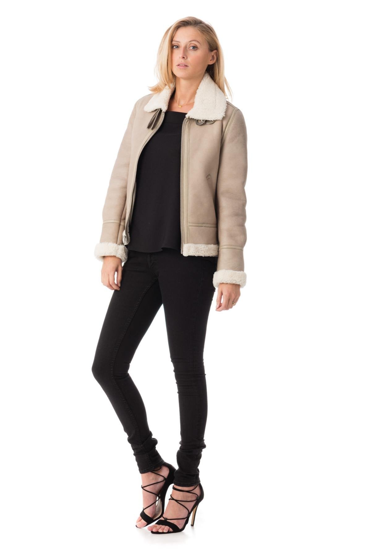 Women's beige bomber jacket - Image n°2