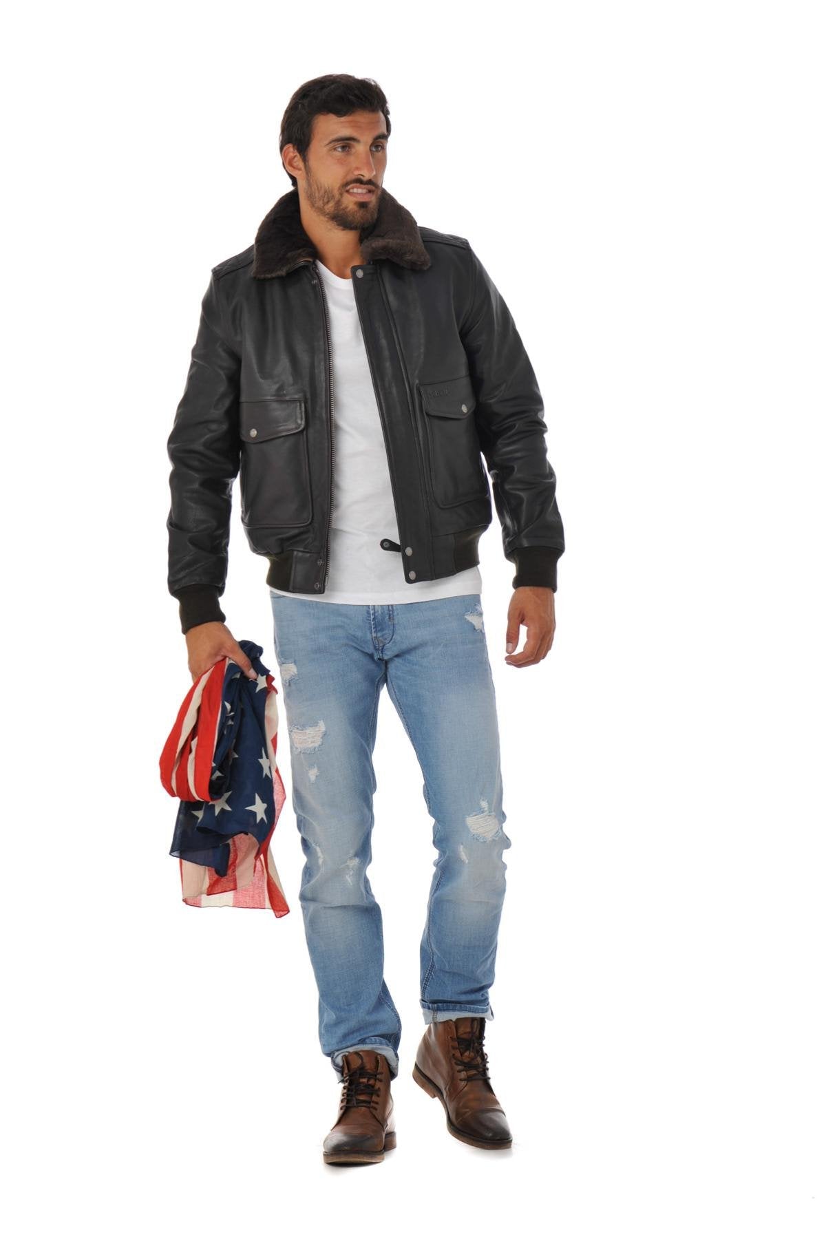 Men's aviator in cowhide leather - Image n°2